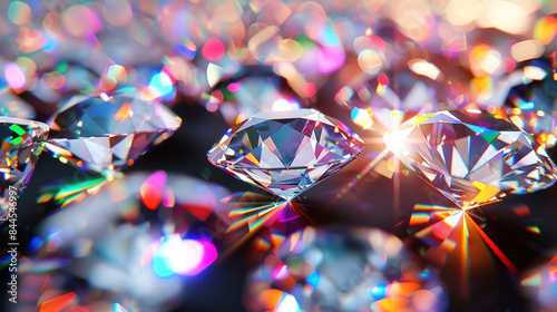Colorful gemstones, diamonds, close-up