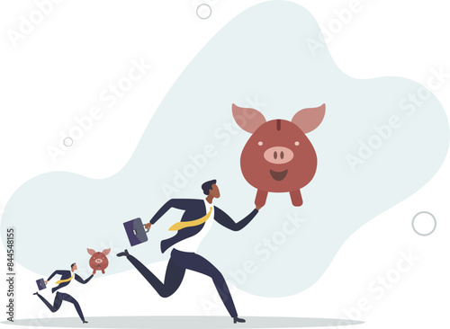 Investment return or income comparison, success and fail in savings or pension fund, being rich or wealthy concept. vector illustration.