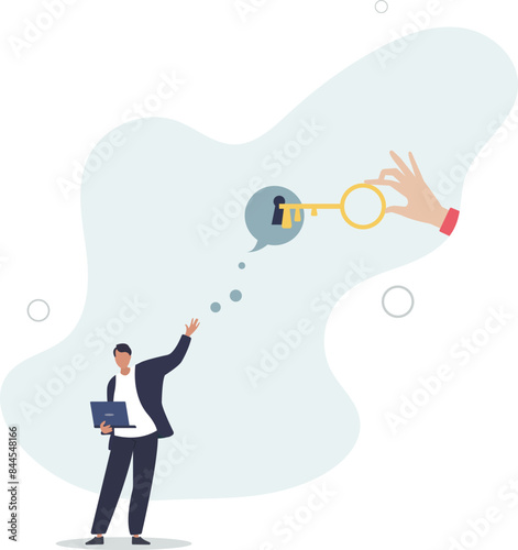 Business support or help to solve problem, clear and unblock work obstacle or key to unlock business idea concept. vector illustration.
