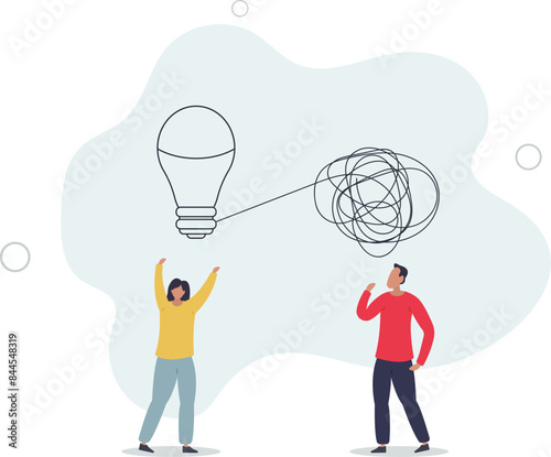 Proactive and reactive thinking, chaos and order theory or simplify idea to solve difficulty problems concept. vector illustration.