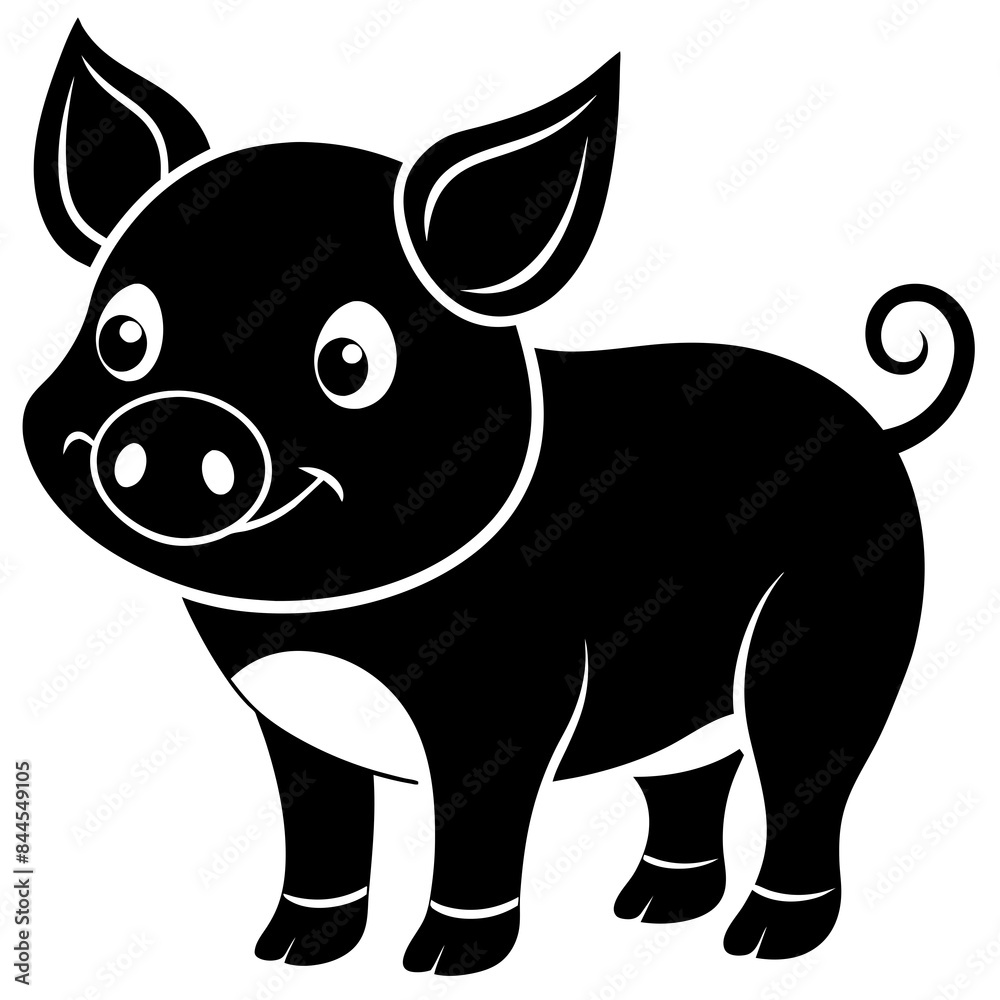 Fototapeta premium cute pig silhouette vector illustration