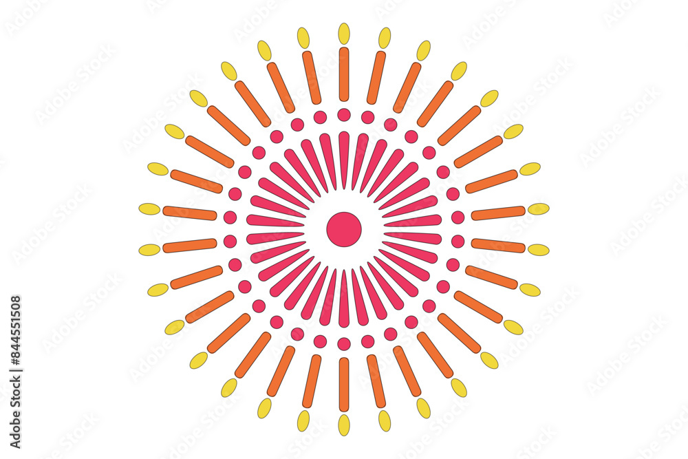 Obraz premium 打ち上げ花火の菊 赤