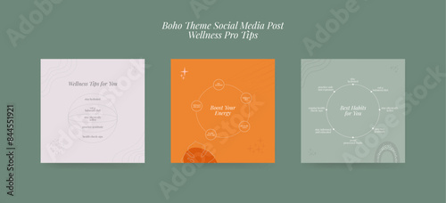 Instagram Templates for Wellness Coach and Therapist. Wellness Coach Instagram Engagement Boosting Template Kit. Eps vector illustration.