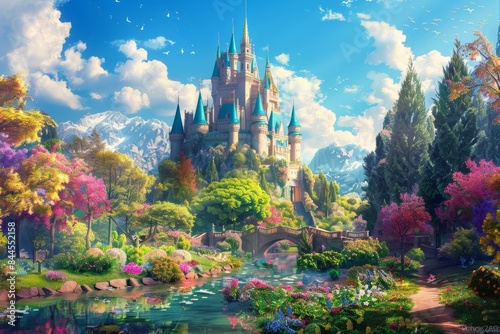 Castle in the Fantasy Realm: Vibrant Wonderland