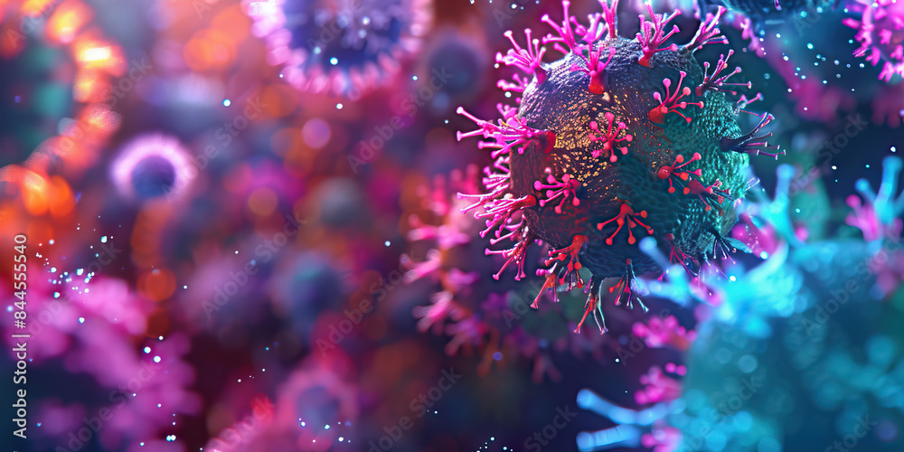 Fototapeta premium Virus Transmission Dynamics: A graphical representation of how the novel virus spreads in a population, including the role of social distancing and other control measures