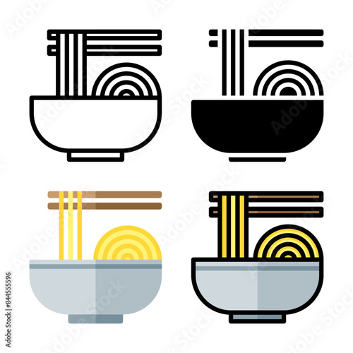Set of Noodles Icon Vector Illustration