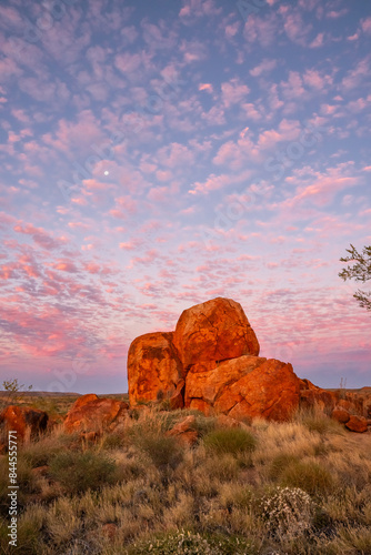 Εκτύπωση καμβά Devil's Marbles/Karlu Karlu during blue hour, Northern Territory, Australia