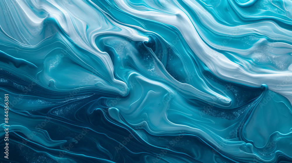 Obraz premium A beautiful abstract art piece of ocean waves, illustrating the rhythmic flow and calming effect of the sea with soft, fluid lines and tranquil colors