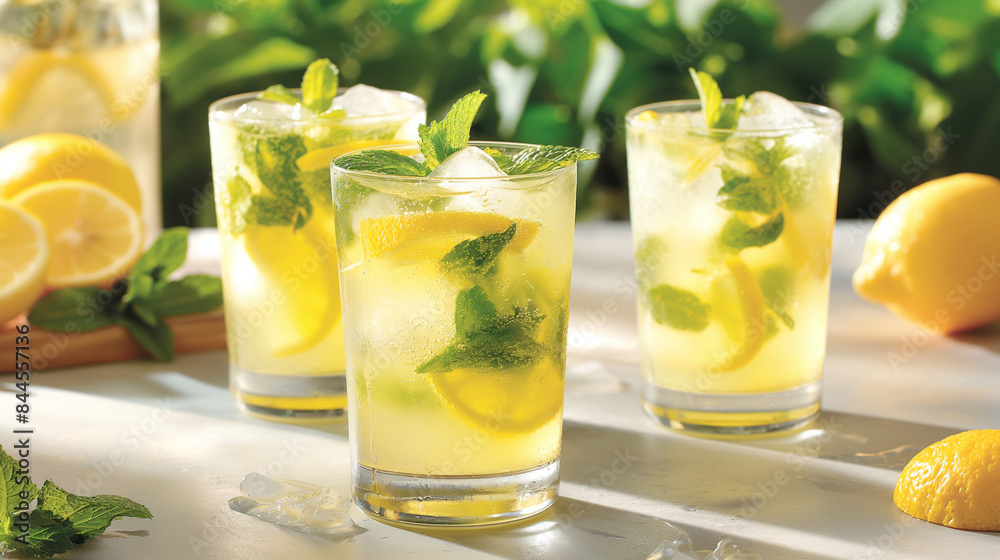 Invigorating lemon wedges and fragrant mint sprigs offer a tantalizing visual treat, promising the crisp taste of summer. Invigorating lemon wedges and fragrant mint sprigs offer a tantalizing visual treat, promising the crisp taste of summer.