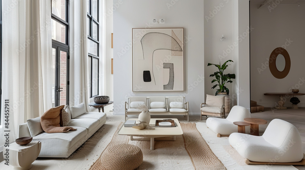 Art Home. Contemporary Interior with white sofa and paintings Art Home. Contemporary Interior with white sofa and paintings
