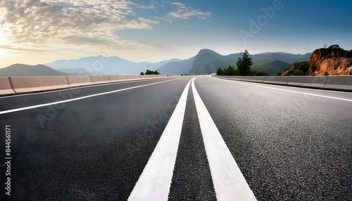 Empty Road With Two White Lines photo