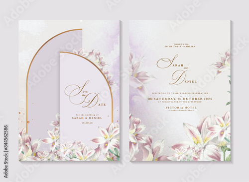 Wedding Invitation Template with Geometric Floral