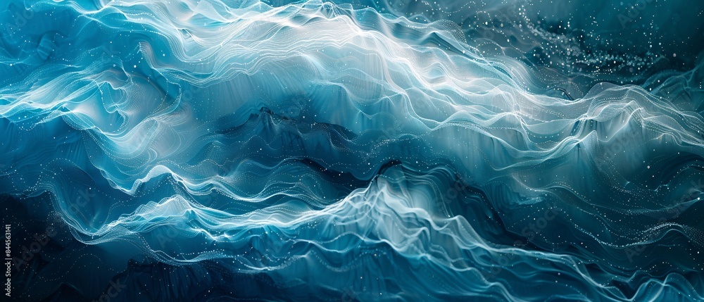 Layers of translucent waves ripple through space, forming an abstract and captivating background with depth and movement, Generative AI Layers of translucent waves ripple through space, forming an abstract and captivating background with depth and movement, Generative AI