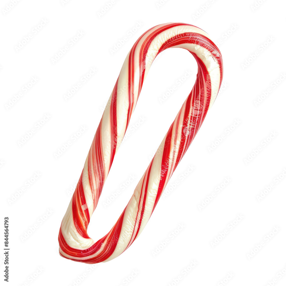 Fototapeta premium Traditional Christmas candy cane isolated on transparent background