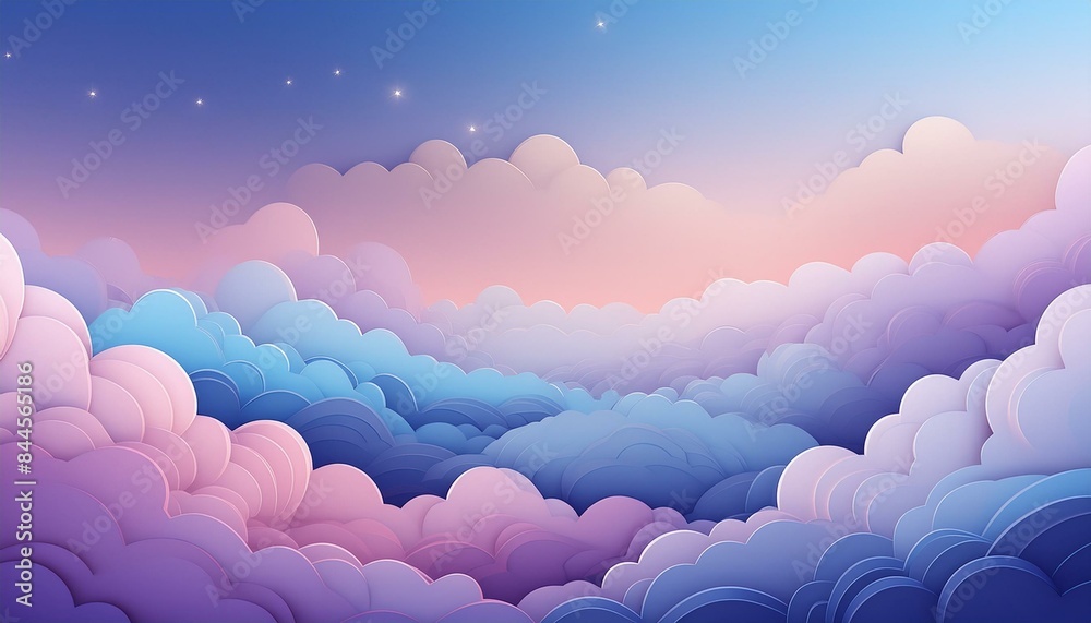 Fototapeta premium 雲と夜空のイラスト