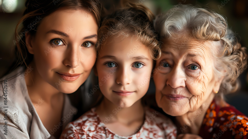 Portrait generational of women, A little girl, adult woman and eldery woman smiling and looking at camera. Children, Adult, Eldery. Motherhood, Happy mothers day celebration Portrait generational of women, A little girl, adult woman and eldery woman smiling and looking at camera. Children, Adult, Eldery. Motherhood, Happy mothers day celebration