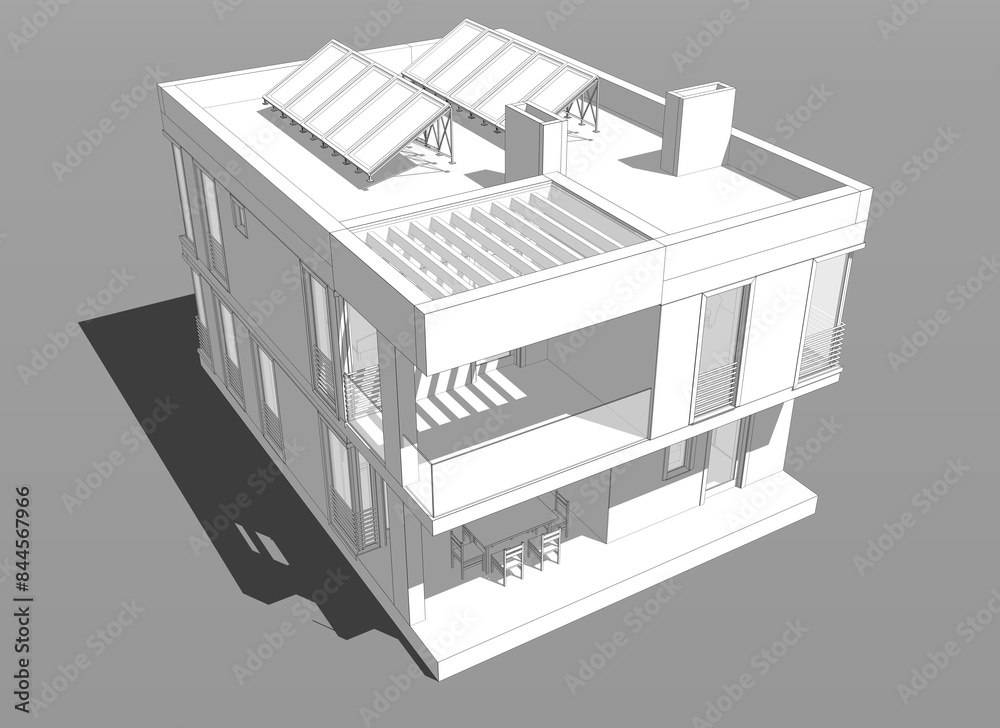 house building sketch architecture 3d illustration house building sketch architecture 3d illustration