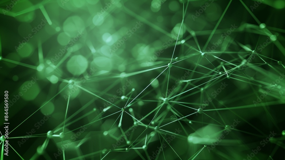Abstract Green Network With Connected Dots and Blurred Background Abstract Green Network With Connected Dots and Blurred Background