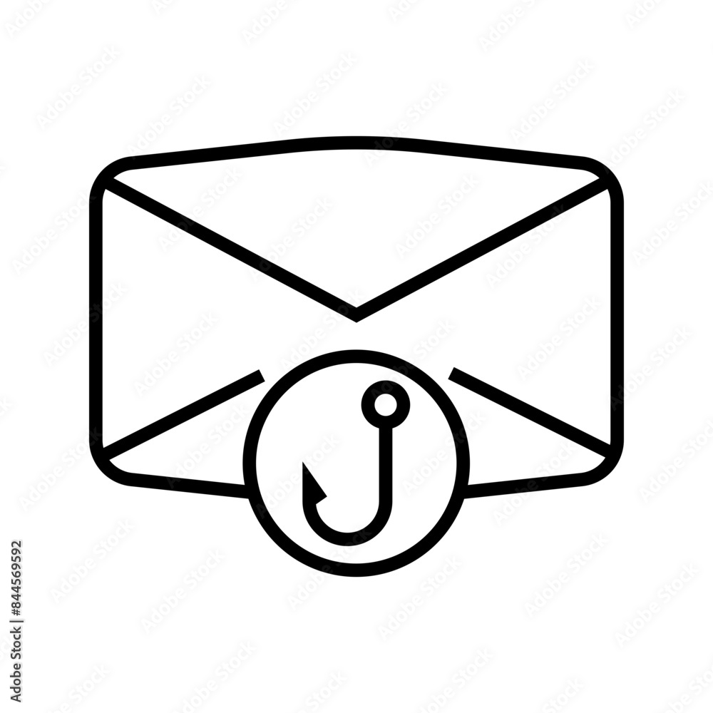 email phishing, envelope with hook icon vector email phishing, envelope with hook icon vector