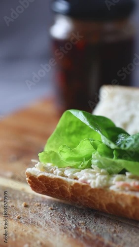 Green lettuce on bread sandwich 