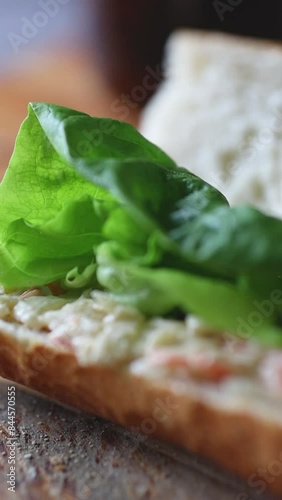 Green lettuce on bread sandwich 