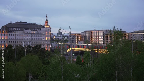 Evening Lights Switching-on at the Center of the Moscow with a Beautiful View