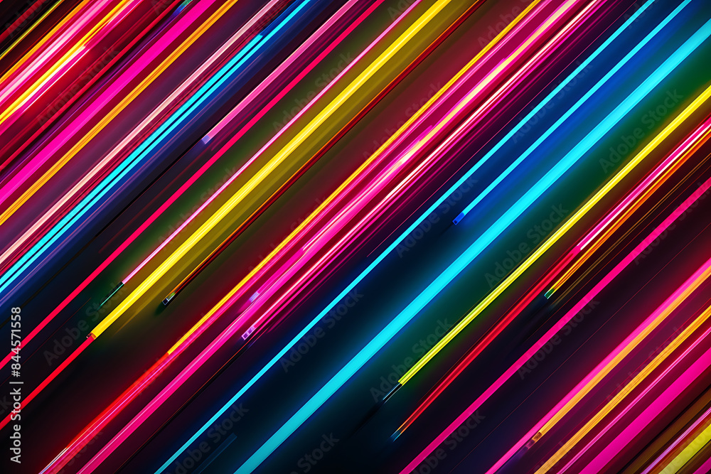 Colorful neon lines creating a dynamic pattern against a sleek black background, showcasing modern and vibrant design.
