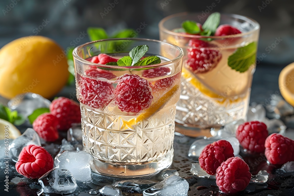 Refreshing Raspberry Lemonade with Ice and Mint - Perfect Summer Beverage Refreshing Raspberry Lemonade with Ice and Mint - Perfect Summer Beverage