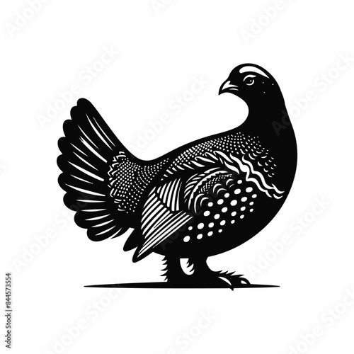 Grouse Animal black silhouette vector with white color background