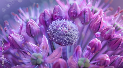 Stunning Allium Giant Cristophii flower captured in macro photography photo