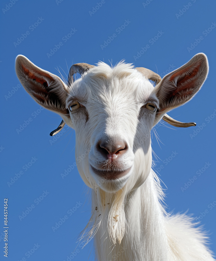 Obraz premium photo shot of lively animal head,blue clear sky in background --chaos 10 --ar 5:6 Job ID: aeb2eeb5-ab17-48fa-9a19-39749982e890
