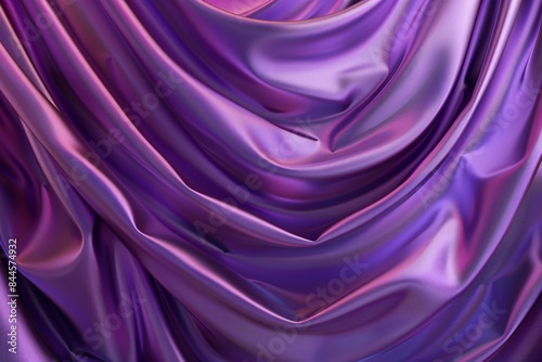 Luxurious flowing purple silk fabric background with a smooth, soft texture