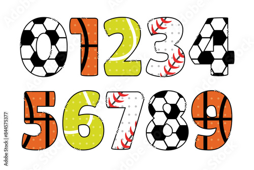 Versatile Collection of Sports Ball Color Font Doodle Letter Illustration photo