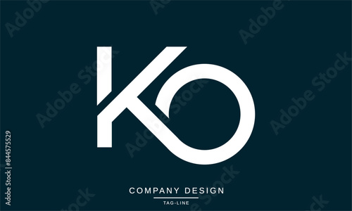 KO, OK Abstract Letters Logo Monogram design Font Vector Initials