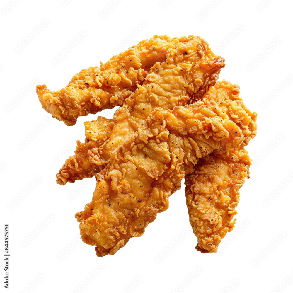 Fried popcorn chicken isolated on a white background. Fried popcorn chicken isolated on a white background.
