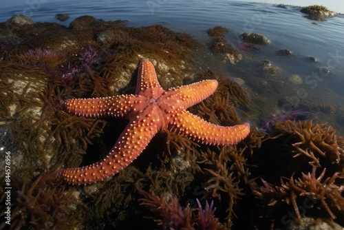 Sun-kissed Sea star beach summer. Water coast. Generate Ai © juliars