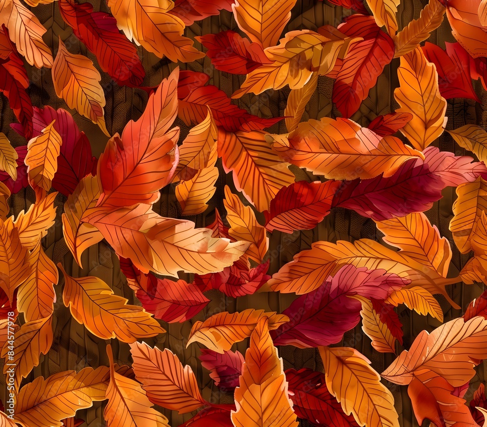 Cozy Autumn Leaves Pattern with Cable Knit Texture and Golden Hour Lighting Cozy Autumn Leaves Pattern with Cable Knit Texture and Golden Hour Lighting