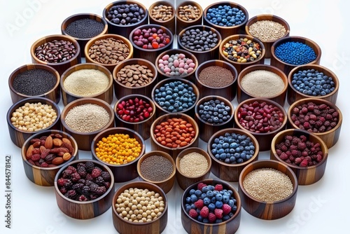 Wallpaper Mural Assorted beans and grains in small bowls, vibrant and nutritious, perfect for healthy living and culinary exploration Torontodigital.ca
