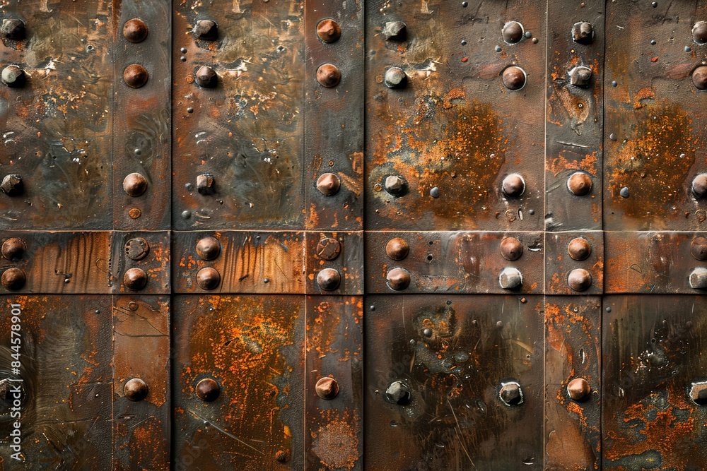 Fototapeta premium rusted metal plate, metallic grunge texture, weathered rusty metal wall, 