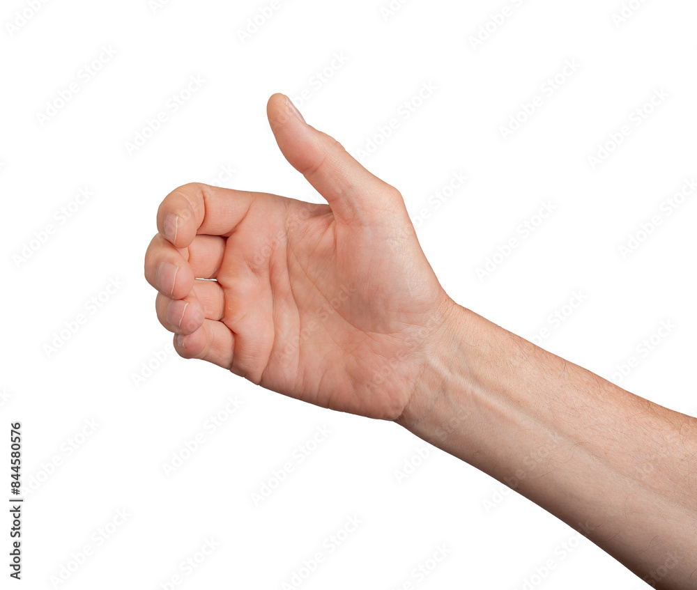 Hand holding an invisible object, isolated on white. Caucasian male hand in a gesture of giving or grabbing, perfect for concepts of interaction and communication. Close up view, transparent PNG Hand holding an invisible object, isolated on white. Caucasian male hand in a gesture of giving or grabbing, perfect for concepts of interaction and communication. Close up view, transparent PNG