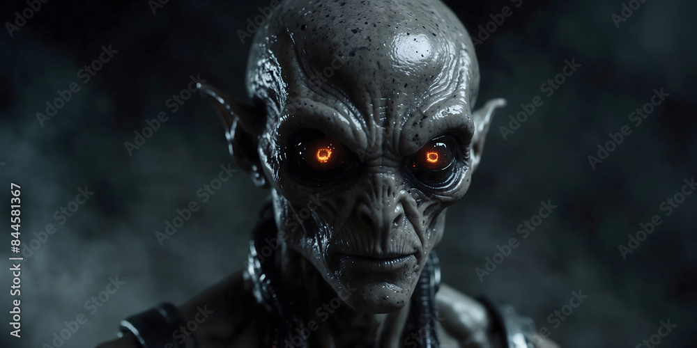 UFO concept.Portrait of an alien from outer space from other planets. UFO concept.Portrait of an alien from outer space from other planets.