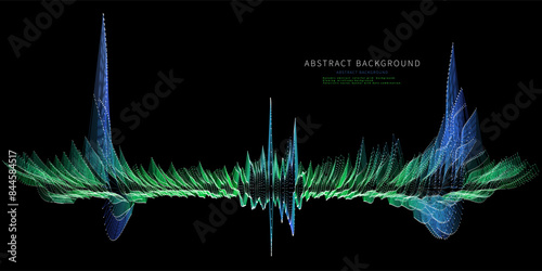 Abstract  background color graph wireframe from points  and noisy lines on black. Technology wireframe concept  virtual data analytical. Big Data.  Banner for business, science and technology data ana