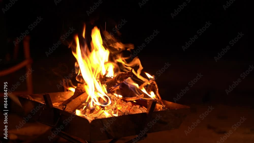 fire in fireplace burning