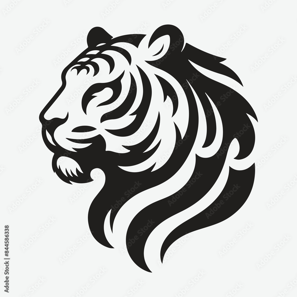 Obraz premium Majestic Tiger Head Silhouette Collection: Perfect for Your Creative Projects