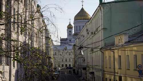Moscow Summer Street View on the Church and Buildings