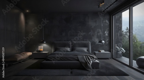 Modern Minimalistic Bedroom with Dark Color Palette