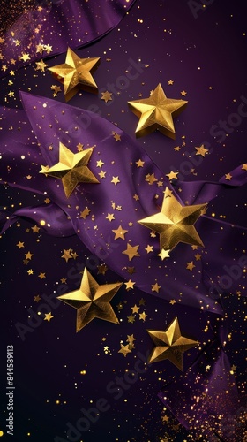 golden stars with purple background