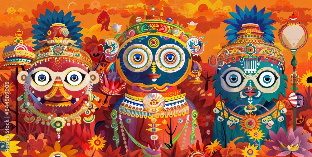 Fototapeta premium illustration of lord jagannath ratha yatra