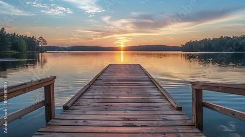 Wallpaper Mural Wooden dock by the lake at sunset Torontodigital.ca