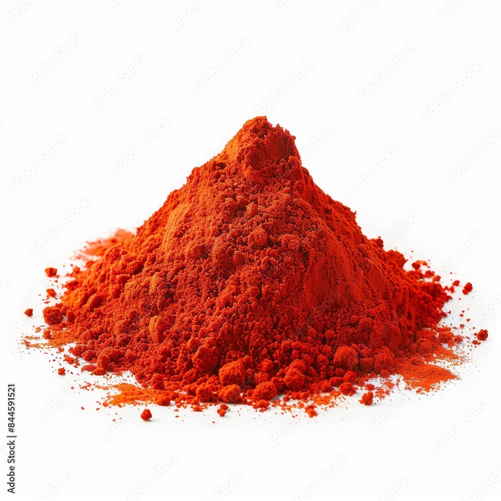 realistic Pile of red paprika powder on white background realistic Pile of red paprika powder on white background